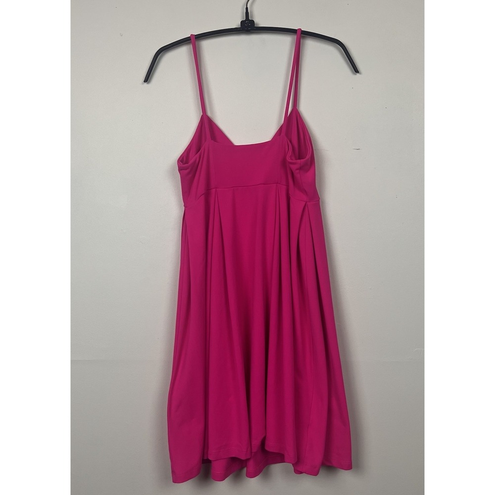 Susana Monaco Hot Pink V-Neck Pleated Fit and Flare Mini Dress Small Made in USA - Picture 2 of 8